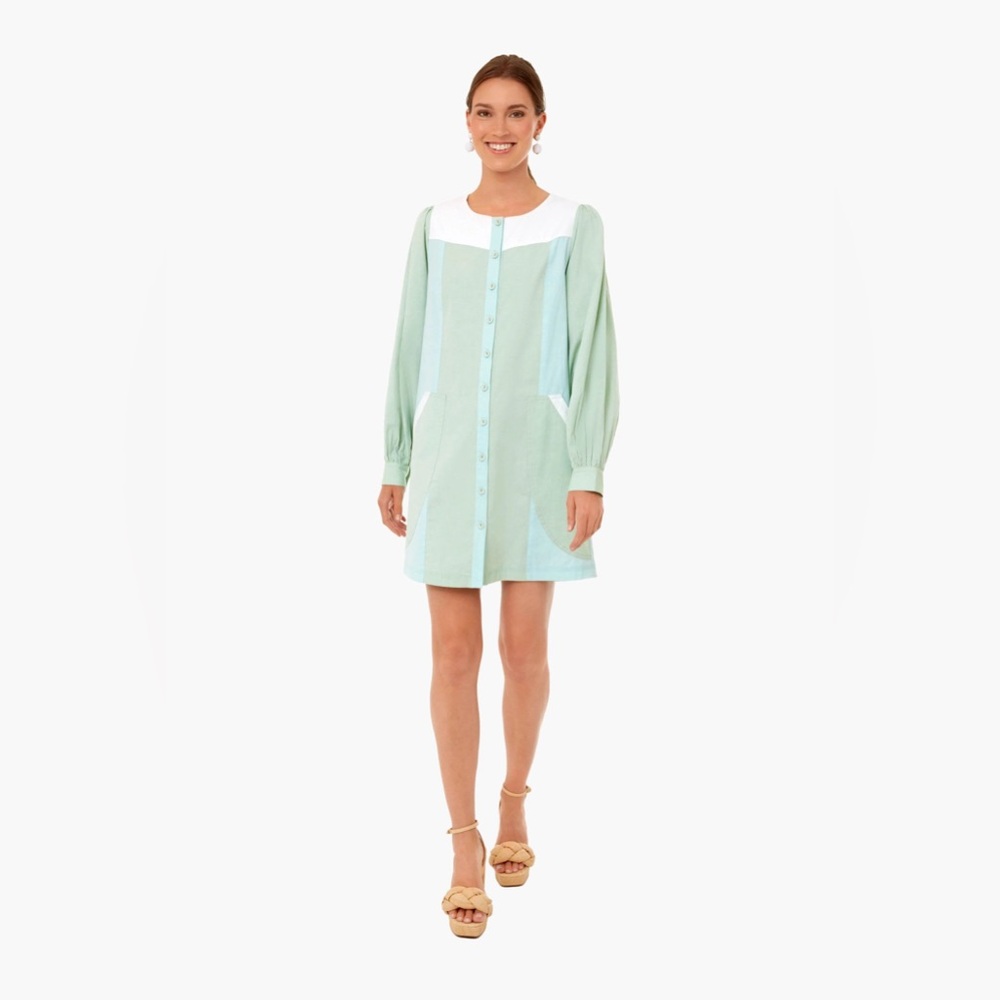 Tuckernuck Mint Green and White Mini Dress
